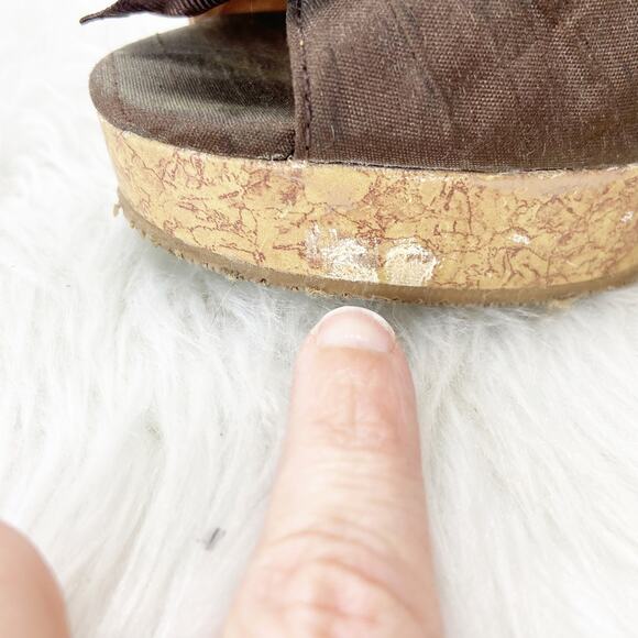 2/$30 CL by Laundry 9 M Womens Brown Ilena Slingback Flower Peep Toe Cork Wedges - Picture 8 of 12